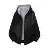 Han Lu Sudadera con Capucha Forrada de Color Block Americano Pesado Textura de Bloque de Color Estructurada Pantalones Casuales de Trabajo Conjunto de Dos Piezas