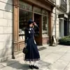 Nova Coleção Outono/Inverno 2026 Roupas Femininas Plus Size: Conjunto de Duas Peças: Blazer Estilo Francês Vintage e Vestido Xadrez Sal Marinho para Mulheres Plus Size
