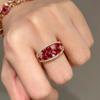 Anillo Nuevo Chinoiserie Granate Rojo Burbuja Corindón Diamante Nicho Gama Alta Versátil Xiaohongshu Mismo Estilo Anillo Estilo Nacional