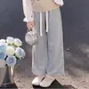 Roupa de outono estilo coreano para meninas: conjunto de colete de urso de desenho animado, camisa com gola de boneca e calça casual lisa simples