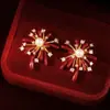 Pendientes de Botón Populares de Perla Roja de Fuegos Artificiales, Moda de Lujo Ligero, Alto Valor Estético, Versátiles, Temperamento Único, Pendientes de Diseñador