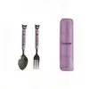 Conjunto Portátil de Talheres de Aço Inoxidável, Lindo Conjunto de Três Peças Desenho Animado, Talheres de Alto Valor para Estudantes, Colher, Garfo, Hashi