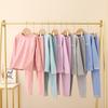 Traje de Ropa Interior Térmica para Niños de Lana Seda Ropa de Otoño de Cuello Medio para Niños y Niñas