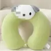 Almohada Cervical en Forma de U de Espuma Viscoelástica con Dibujos de Animales Lindos, Almohada Portátil para Viaje en Avión, Almohada de Rebote Bordada Apta para la Piel