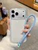 Capa de Celular Apple Transparente Colorida Sólida Duas em Uma Tendência Ip14/15 com Cordão