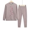 Outono e Inverno forrado com fleece roupa íntima de mãe conjunto de duas peças peça única veludo veludo fino roupa íntima térmica linda para casa terno para meia-idade e idosos