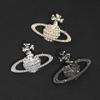 Broche Saturno Transfronterizo Europeo y Americano para Mujer Diamante Flash Refinado Planeta Corsage Nicho Diseño de Alta Gama Pin Accesorios para Traje
