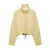 Ropa europea y americana transfronteriza para mujer ZA otoño nuevo versátil cuello alto diseño de lunares y bloques de color chaqueta de seersucker abrigo casual