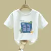 Camiseta de Manga Curta para Meninas Verão Novo Estilo Estilo Coreano Menina Estampada Moda Algodão Top para Crianças de Meia-Idade e Mais Velhas