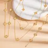 Collar de Azúcar Cuadrado Trébol de Cuatro Hojas Gipsofila Diseño de Lujo Ligero Nicho Cadena para Suéter Clavícula Apilamiento Accesorios Simples para Mujer Venta al por Mayor