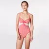 2026 Nuevo Traje de Baño de Encaje de Lujo Puro Moda a Cuadros de una Pieza para Mujer, que Oculta el Vientre, Adelgazante, para Vacaciones en la Playa y Aguas Termales