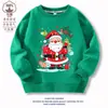 Moletom de Natal Infantil 2025 Novo Primavera, Outono e Inverno Forrado com Fleece Papai Noel Vermelho Roupas Superiores para Meninos e Meninas Roupas Infantis