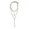 Colar de Pérolas Cravejado com Diamantes Transfronteiriço Europeu e Americano, Corrente de Clavícula com Design de Nicho, Luxo Leve, Joias de Moda de Alta Qualidade para Mulheres Atacado