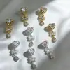 Collar con Colgante de Corazón con Incrustaciones de Circonita, Lazo, Gota de Agua, Cadena para Teléfono, Abalorio Separador, Color Dorado Real que Conserva el Color, Accesorios DIY