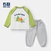 Conjunto Esportivo Masculino Outono Camiseta de Manga Longa e Calça de Moletom Conjunto de Duas Peças Roupas Infantis Roupa para Bebê Calça Longa Camada de Base