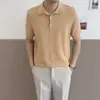Camisa Polo de Tricô Estilo Old Money Verão Manga Curta Masculina Dandy Alta Classe Slim Fit Versátil Casual Camiseta de Manga Curta