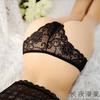 Noche Larga Sexy Encaje con Cordones Tanga Abierta Pantalones T Ropa Interior Sexy de Encaje Transparente para Mujer Set Combinado
