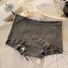 Pantaletas tipo boxer para mujer 10A Antibacterianas Patrón Oscuro Algodón Puro en Gris, Ajustadas, Ensanchadas y Alargadas, de Tiro Bajo