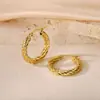 Pendientes de Otoño e Invierno 2024 Moda Elegantes Estéreo de Gama Alta Hebilla de Oreja Hilo Retorcido Anillo Liso Acero de Titanio Femenino con Estilo