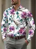 Camisa Casual para Hombre Cómoda Elástica en Cuatro Direcciones Estampado Floral 3D de Manga Larga Tendencia Europea y Americana Transfronteriza Amazon para Hombre