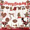 Nuevo Estilo Transfronterizo Estampado de Leopardo Cereza Decoración para Fiesta de Cumpleaños Set Bandera de Tirar Estampado de Leopardo Rojo Colgantes Espirales Redondos Adornos Pastel