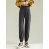 Pantalones casuales cropped de estilo preppy de cintura alta para mujer Primavera y Otoño Nuevo adelgazante cintura alta gofre holgados harén tobilleros sudaderas