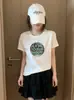 Venta Directa desde la Tienda de las Trece Líneas: Camiseta de Algodón con Estampado de Copos de Nieve, Manga Corta, Cuello Redondo, Adelgazante, Versátil, Bestseller de Verano en Tiendas Físicas