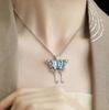 Collar de Borla Mariposa Azul Quemado Cadena Clavícula para Mujer Exquisito Estilo Étnico Estilo Literario Colgante Retro Accesorios Estilo Antiguo