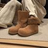 Versão Pelúcia Macia~Mini Aquecedor de Inverno 2025 Novo Modelo Manga Dedo do Pé Estilo Coreano Forrado com Lã Botas de Algodão de Cano Alto Bidirecionais Botas de Neve para Mulheres