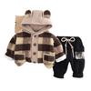 Traje para niño Invierno 2024 Nuevo Bebé Niño Nuevo Estilo Occidental Invierno Cuadro Grande con forro polar Espesado Conjunto de dos piezas a la moda