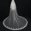 Véus de Noiva Europeus e Americanos, Acessórios de Cabeça Longos com Renda, Camada Única com Pente para Cabelo, Venda Direta do Fabricante para Casamentos