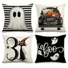 Amazon Transfronterizo Temu Popular Lino al por Mayor Funda de Almohada de Halloween Funda de Almohada Cuadrada de Felpa Funda de Almohada Cómoda