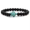 Europa y Estados Unidos Amazon transfronterizo pulsera de piedra volcánica pavo real verde moda hombres y mujeres tortuga elástica pulsera de turquesa azul al por mayor