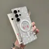 Capa de celular magnética Magsafe de urso floral, mesmo estilo do 'Livro Vermelho', capa protetora pintada com UV para Samsung S25 Ultra