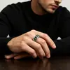 Anillo Retro Europeo y Americano de Acero Inoxidable Hip Hop Nicho Trendy para Hombre Cadena de Acero de Titanio Anillo Giratorio para Descompresión