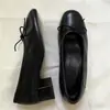 Bailarinas planas de piel de oveja con punta redonda y lazo, zapatos de tacón grueso tipo abuela para mujer, tacones altos sin cordones, zapatos Mary Jane para mujer