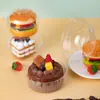 Caja de Plástico Transparente Desechable Caja de Empaque Redonda con Forma de Cabeza de Gato para Donas y Puff Caja para Pasteles con Hebilla Caja de Plástico