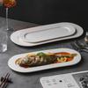 Plato Largo de Cerámica con Patrón de Roca, Plato Ovalado, Plato para Sushi Japonés, Plato para Postre, Plato Creativo para Platos, Vajilla de Hotel Estrella