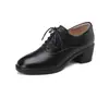 25 Nuevos Mocasines Retro de Cuero Genuino para Mujer, Punta Redonda, Tacón Bajo, con Cordones, para Primavera y Otoño, Zapatos de Moda Versátiles