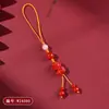 Cadena para Teléfono Colgante de Arena Roja de Cinabrio Natural de Alto Contenido, Llavero del Año del Zodiaco Estilo Chino, Accesorio Colgante para Bolso