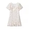Vestido Casual de Manga Corta Floral Sedoso con Temperamento de Moda Europea y Americana Transfronterizo para Mujer al por Mayor