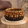 Transfronterizo Nuevo de Gran Venta Hecho a Mano con Cuentas de Madera Turquesa Juego de Cinco Piezas Estilo Bohemio Hilo Elástico Pulsera para Hombre