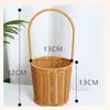 Cesta Creativa Tejida a Mano de Mimbre Sintético Cesta de Frutas Cesta de Almacenamiento Cesta con Asa de Mimbre Bolso Tejido Cesta de Flores Cesta de Verduras Recolección de Huevos