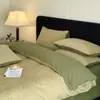 Juego de ropa de cama de cuatro piezas de alta cuenta, 100% algodón, lavado, tejido grueso, jacquard tridimensional, perchado, estilo retro, que incluye una funda de edredón de algodón puro, sábana y sábana bajera