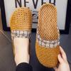 Pantuflas de lino para verano, para el hogar, transpirables, tejidas con esterilla de paja de ratán, suela gruesa, para hombre y mujer, primavera y otoño, pantuflas europeas para interior, venta al por mayor