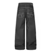 G60097 Jeans casuales holgados para hombre, diseño de alta costura original color mezclilla, estampado de patrón de moda estilo americano, unisex