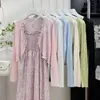 Cárdigan de punto de seda helada de manga larga con protección solar y bordes con volantes para mujer, atuendo de verano combinado con un vestido tipo camisola, chaqueta para aire acondicionado y top tipo blusa