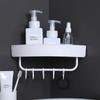 Estante de Almacenamiento Triangular sin Taladro Estante sin Taladro para Baño Cocina Dormitorio Ventosa de Pared Cesta Colgante de Almacenamiento Conveniente Sin Rastro