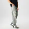 Jeans Rotos Retro Americanos para Hombre 2025 Nuevo Estilo Rectos Holgados Azul Claro Marca de Moda Lavados Pantalones Largos para Primavera y Otoño