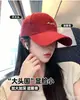 Gorra de Béisbol Color Borgoña Estilo Coreano de Algodón Puro para Mujer, Oversize y de Corte Profundo con Visera Rígida, Visera Ancha que Hace que la Cara Parezca Más Pequeña, Gorra Deportiva Versátil para Hombre
